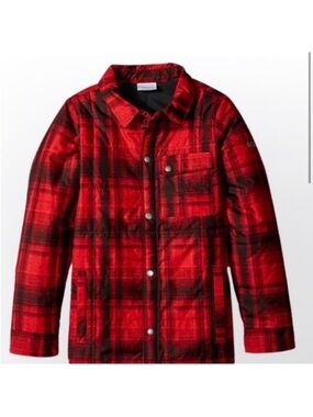 Columbia Boys Red Black Plaid Button-Front Jacket Size XXS